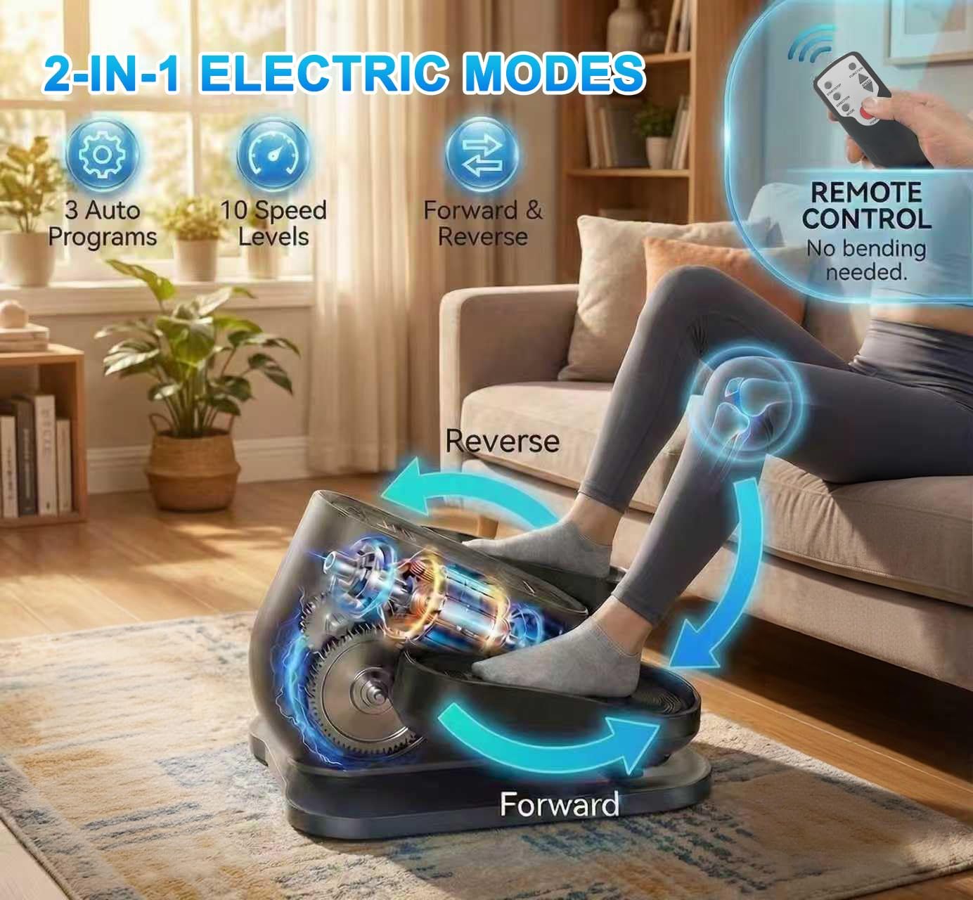 Under Desk Elliptical Machine, Electric Elliptical Leg Exerciser for Seniors with 10 Adjustable, Portable Quiet Elliptical Exercise Machine