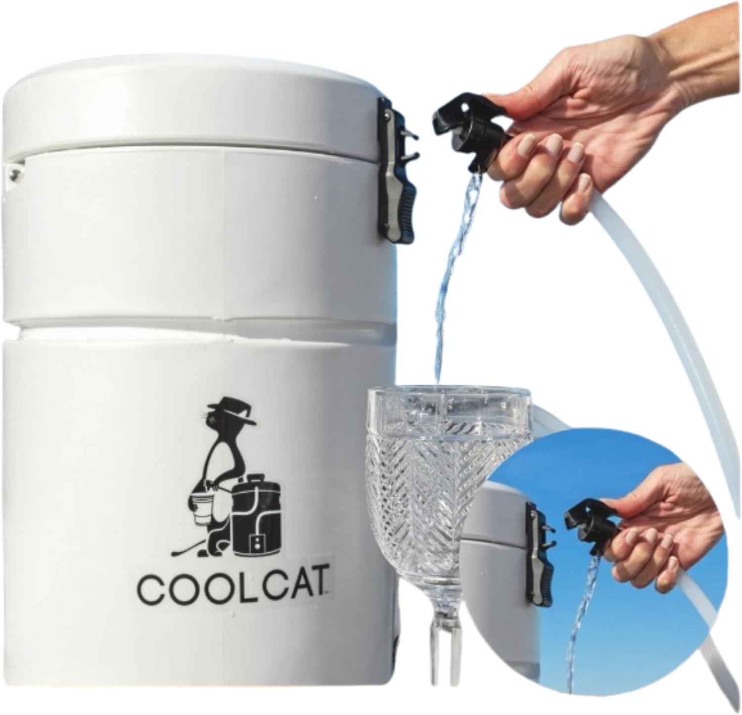 CoolCat 2-Gallon Electric Cooler Beverage Dispenser | Battery-Powered & Rechargeable Insulated Drink Dispenser with 24-Hour Pump | Portable Water Cooler for Camping, Tailgating & Parties
