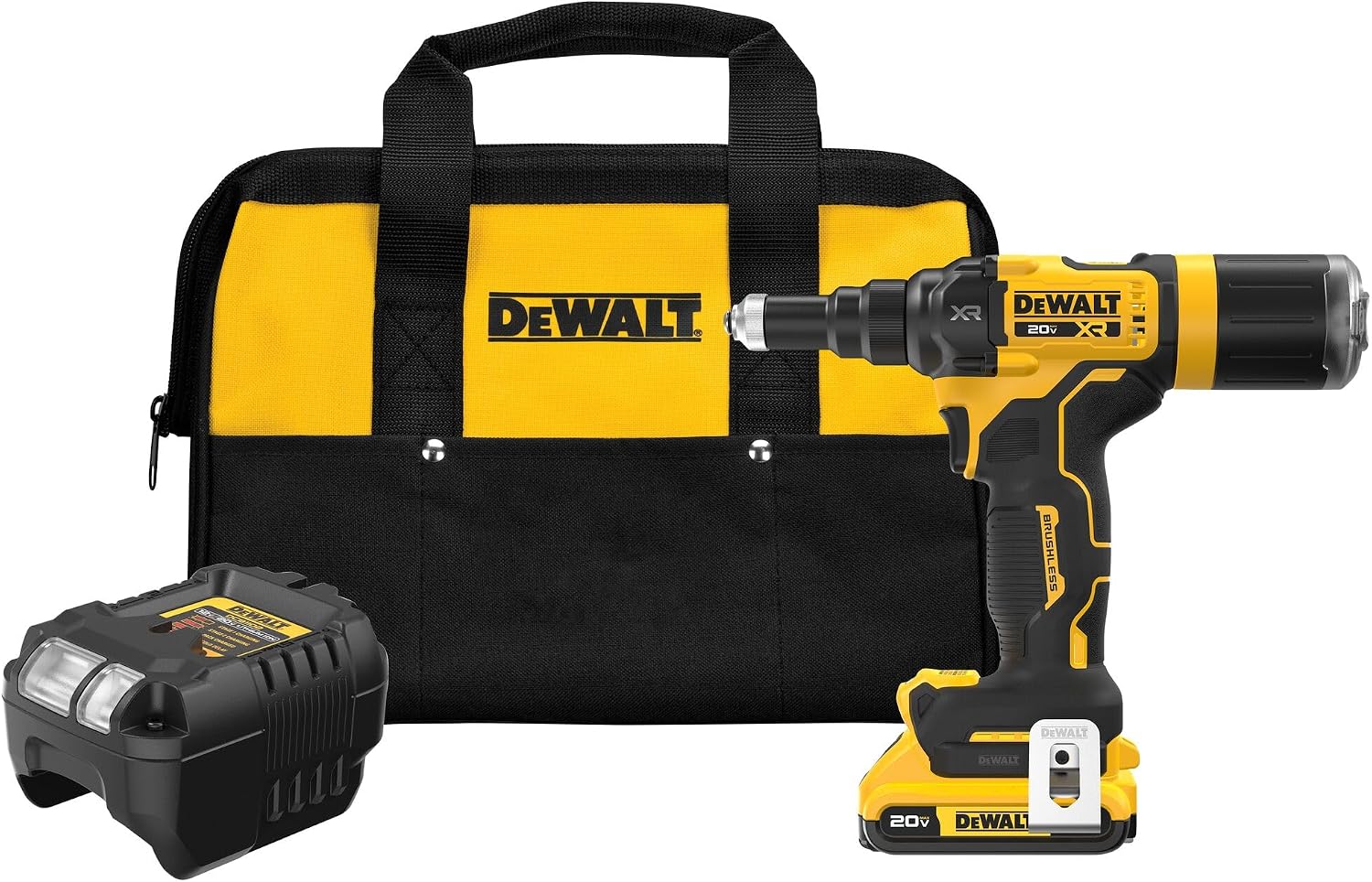DEWALT 20V MAX XR Cordless Rivet Tool, 3/16', Battery and Charger Included (DCF403D1)