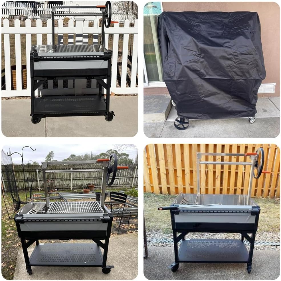 Santa Maria Grill Cover for Argentine Santa Maria Wood Fire Charcoal Steel BBQ Grill Waterproof Heavy Duty Cover 46' L x 25' W x 57' H