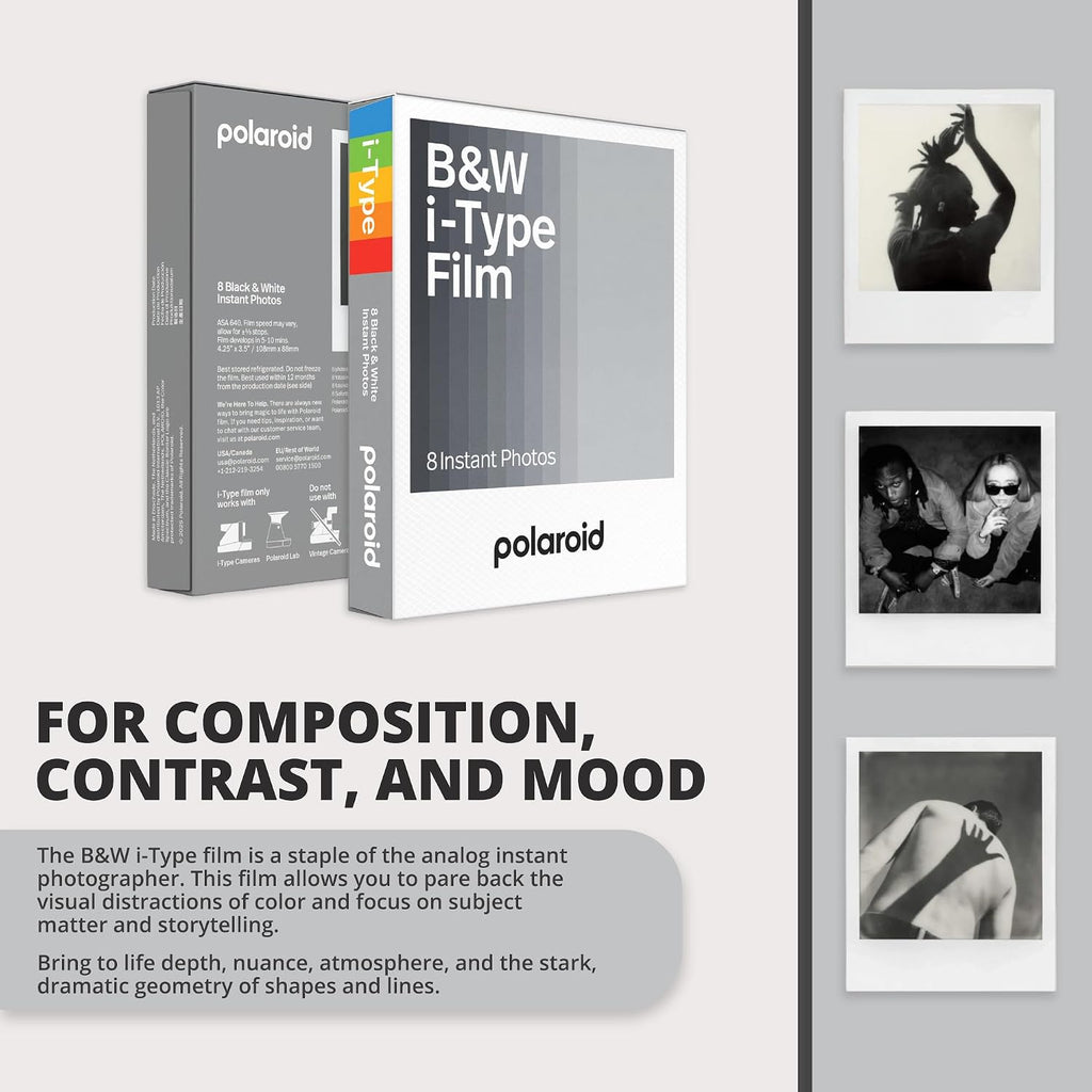 Polaroid Now Plus Generation 3 Instant Camera with Two-Lens Autofocus System and Manual Mode (White) Bundle with Film Kit and B&W Film for i-Type Cameras (3 Items)