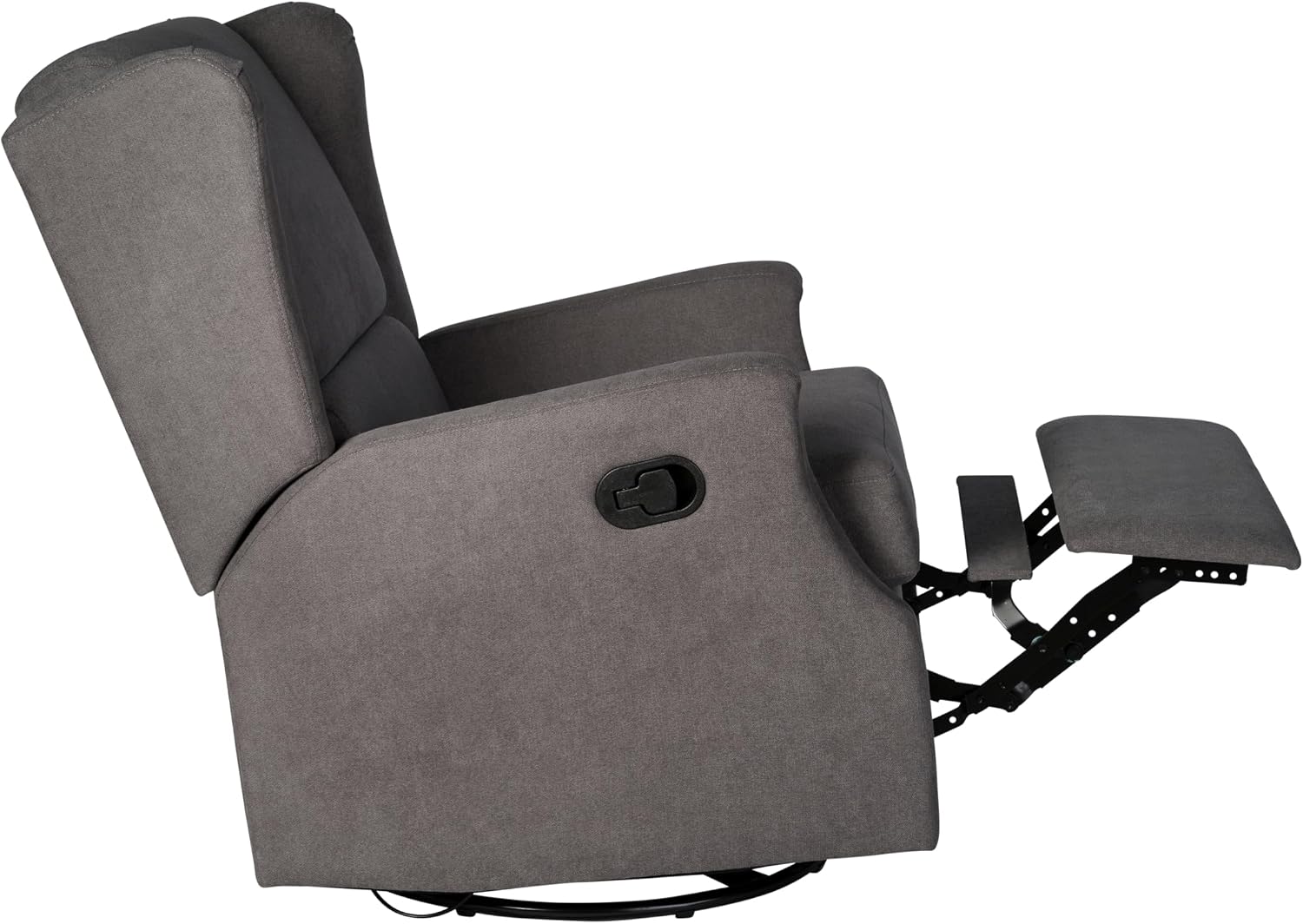 Flash Furniture Omma Swivel Glider Rocking Recliner, Manual Wingback Recliner with 360 Degree Swivel, for Living Room, Bedroom, or Nursery, Upholstered, Dark Gray