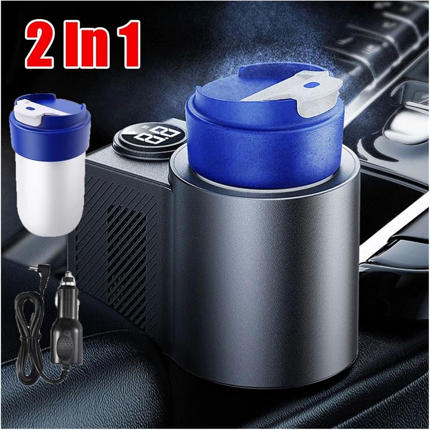 Car Cooling Cup Fit for Smart 2 in 1 Car Heating Cooling Cup Coffee Miik Drinks Electric Beverage Warmer Cooler Holder Travel Car Refrigerator(Heater)
