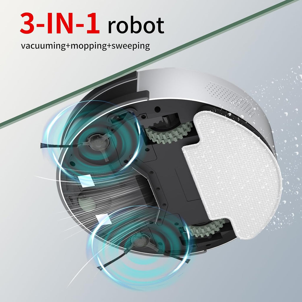 OKP Life Robot Vacuum and Mop Combo with 2500Pa Suction, Vacuum Robot Compatible with Alexa/APP/Wi-Fi, Self-Charging Super Mini Quiet Robotic Vacuum for Carpets and Hard Floors for Pet Owners