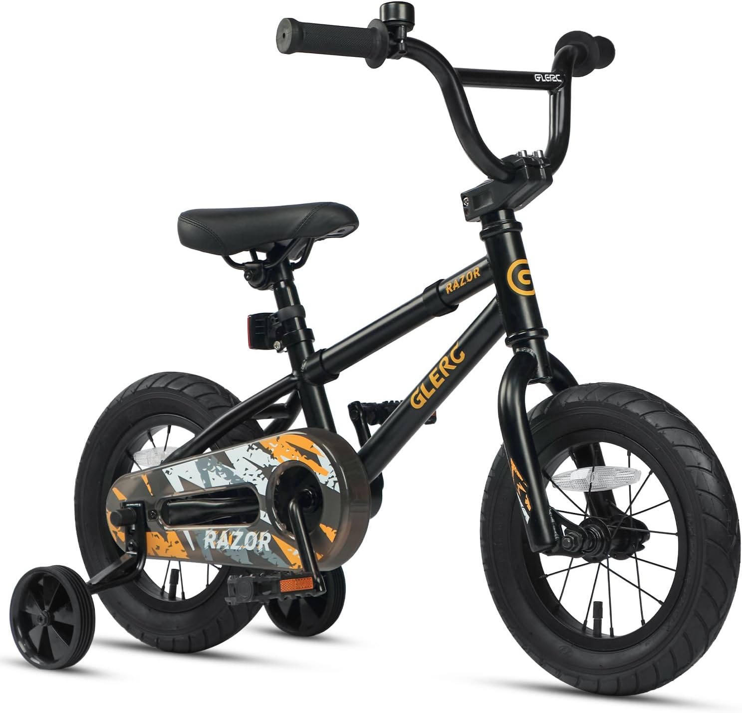 Glerc Kids Bike for Ages 1-4 Years Old, 12 Inch BMX Style Kids Bicycle with Training Wheels, Boys Bike for Children and Toddler, Black