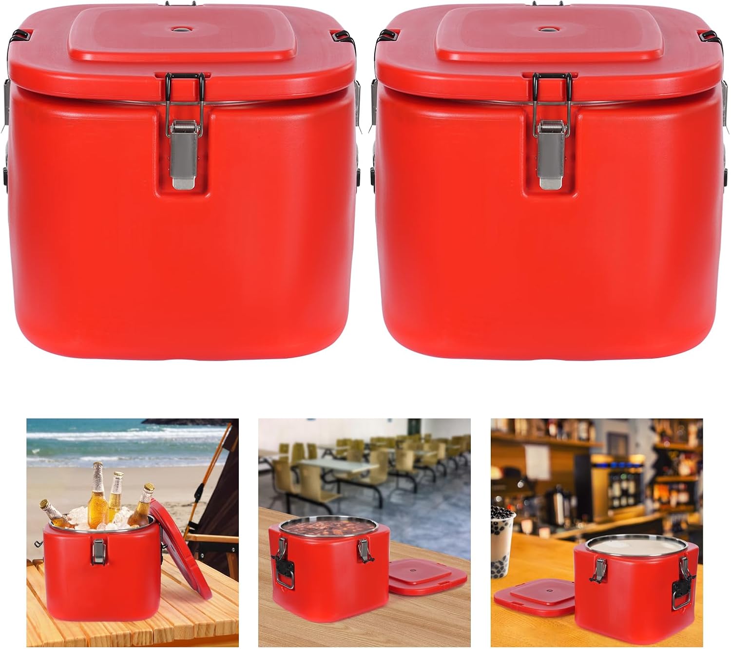 2 Pcs Insulated Beverage Containers, 5.28Gal Food Warmers Food Hot Box, Portable Cold Hot Drink Container, Insulation Food Soup Warmer with Carrying Handles