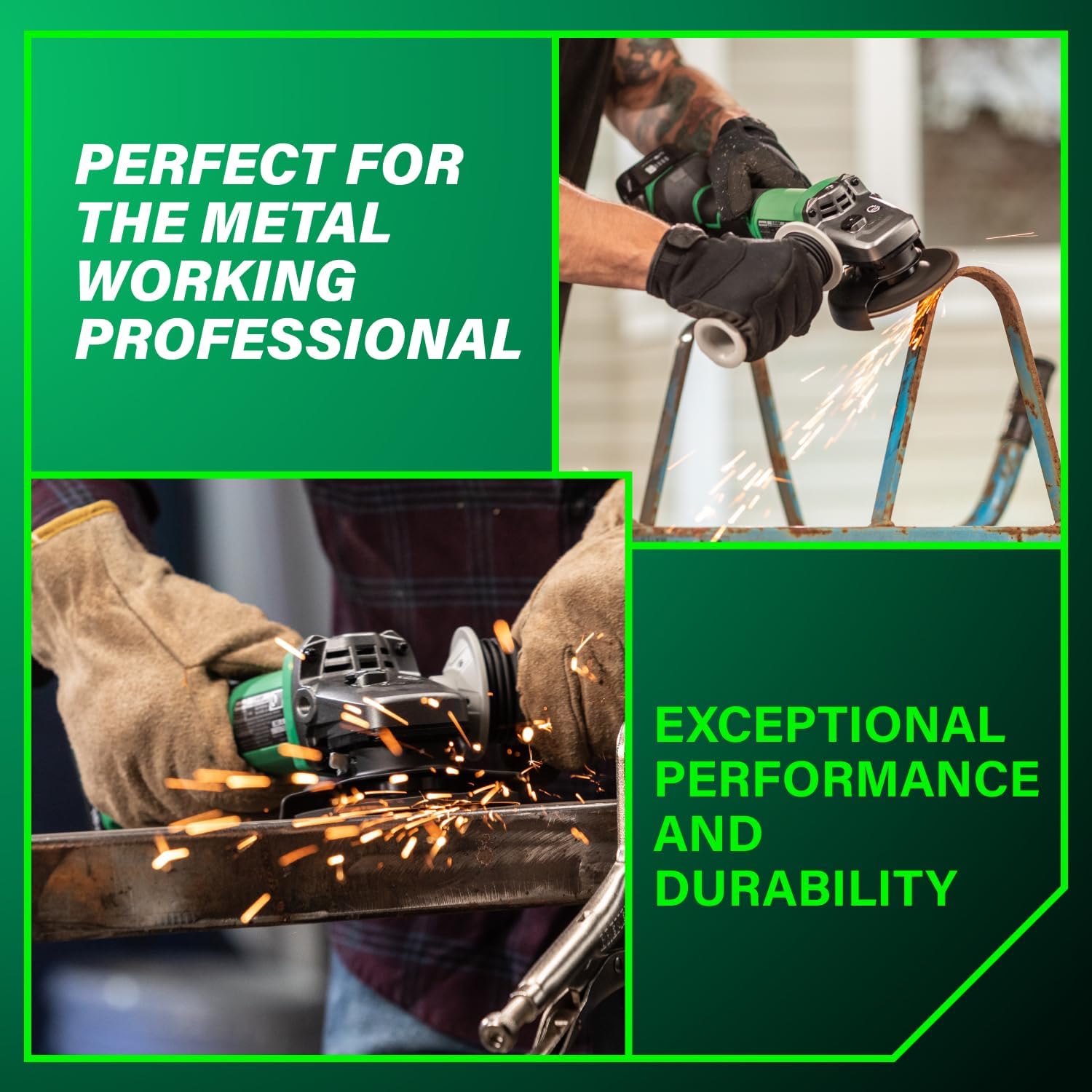 Metabo HPT 18V MultiVolt 4-1/2 Inch Slide Switch Power Angle Grinder Kit, High Torque Motor Power Tool with Battery Charge Indicator, Soft Grip Handle, Safety Features, G18DSL2Q4