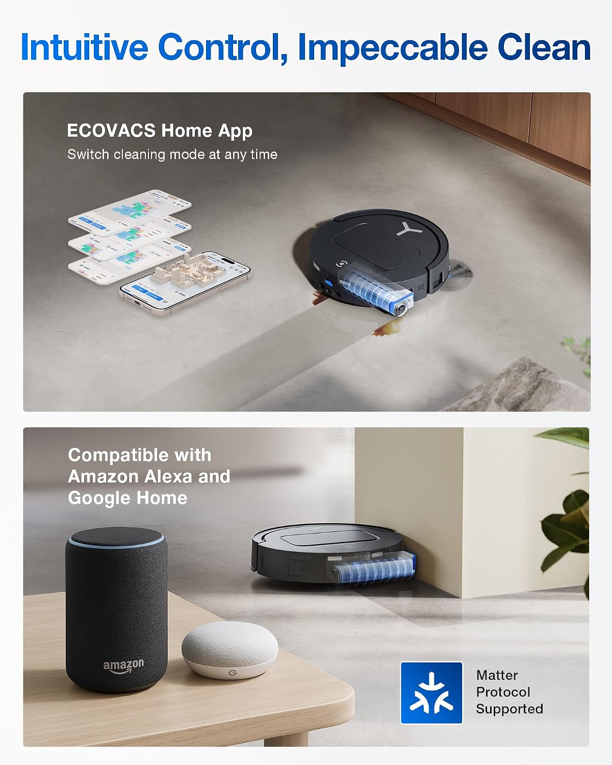 ECOVACS DEEBOT T80 Omni Robot Vacuum and Mop, Instant Self-Cleaning OZMO Roller Mop, TruEdge Deep Cleaning, AI Navigation, 18,000Pa Suction and ZeroTangle 3.0 for Pets and Carpets