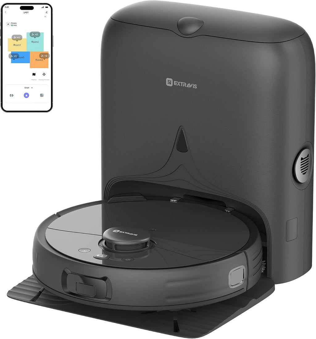 Robot Vacuum and Mop, V5 Tangle Cutter Technology for Pet Hair, 8500Pa Suction, Self Emptying Station for 75 Days, LDS Navigation, Pet Laser, Robotic Vacuums Cleaner for Floors, APP & Voice Control