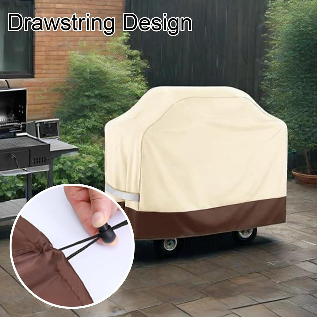 Heavy Duty Grill Cover 900D Oxford Cloth with PVC Liner, Outdoor Covers Waterproof Windproof Snowproof Sunproof, with Cinch Straps and Drawstring, with Grill Brush(Size:70 * 24 * 48in)