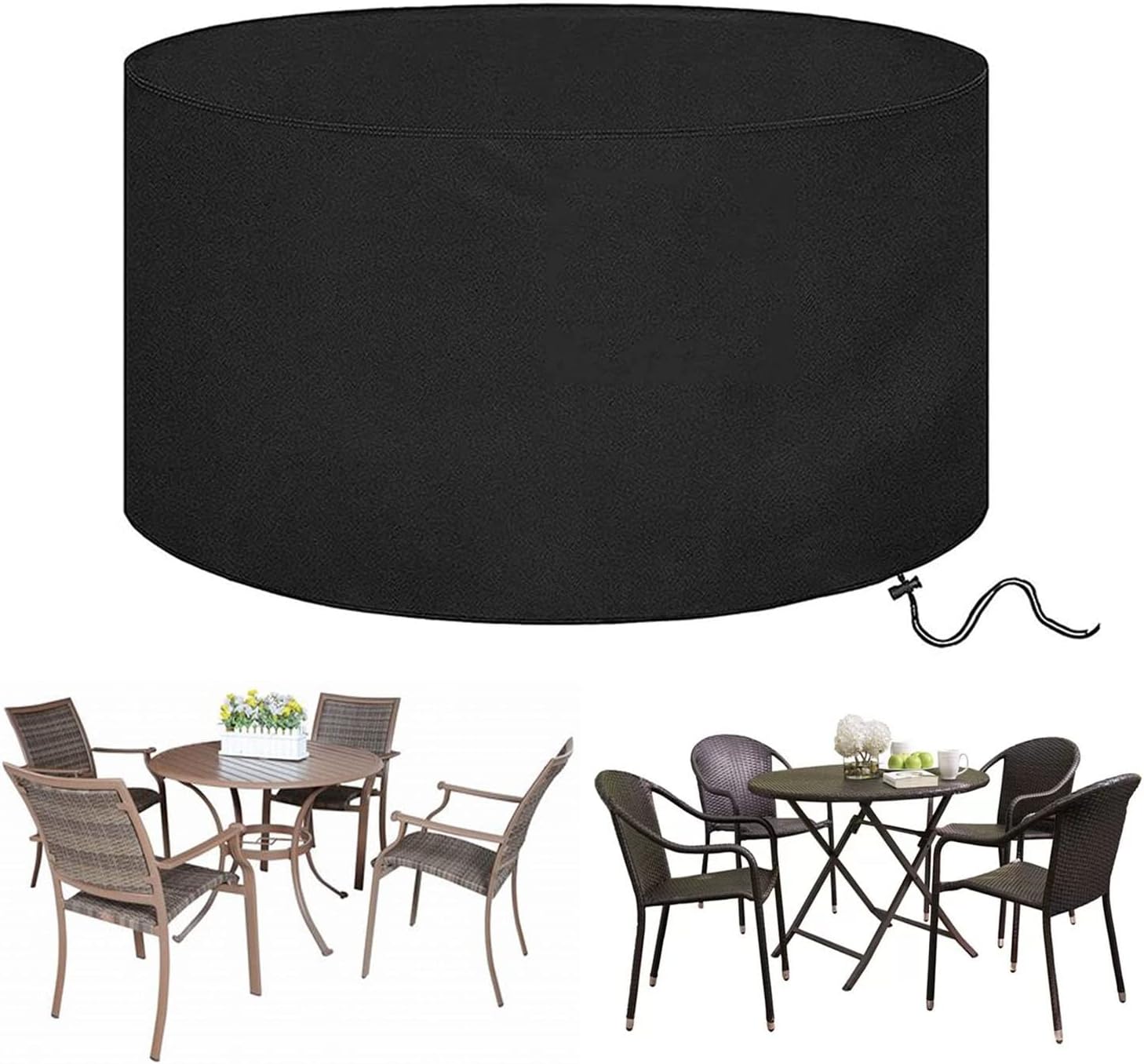 Dining Table Chair Set Cover 114' D x 39' H, Outdoor Waterproof Furniture Covers, 420D Heavy Duty Gas BBQ Grill Cover, Windproof Outdoor Cover for Garden (290x100cm)