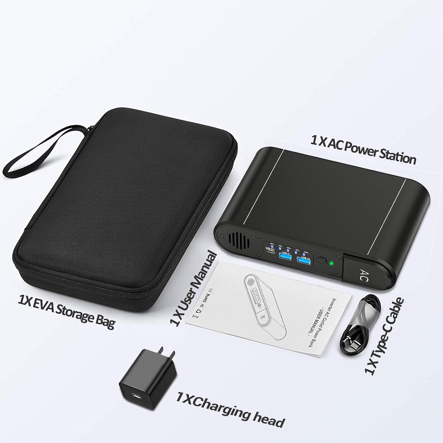 Power Bank with AC 150W,Portable Laptop Charger,31200mAh External Battery for Laptop,PD 65W Type-C,Compatible for Outdoor RV Camping Travel Emergency Backup Home