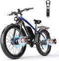 Dual Motor Electric Bikes for Adults, 6000W Peak Ebike, 52V 32Ah, Max 40-45 M P H &100 Miles E-Bike, Hydraulic Disc Brake, 26' Fat Tire Off Road Snow Mountain E-Bikes, 7-Speed Pedal Assist