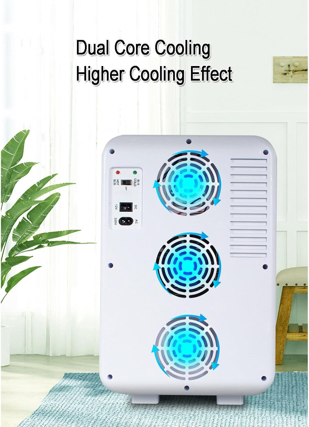 Mini Fridge, Portable Car Refrigerator 22L/22 Can Cooler & Warmer Compact Fridge with 12V DC & 220V AC for Skincare, Food and Drinks, Small Fridge,B