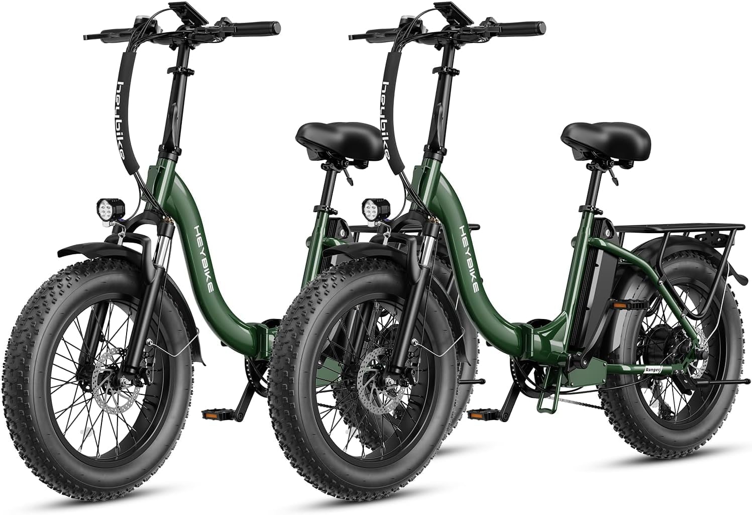 Heybike Ranger 2.0 Foldable Electric Bike for Adults, 20'*4 Fat Tire Ebike with 1400W Peak Motor, 28 MPH Max Speed, 600Wh Removable Battery, Up to 65 Miles Range, Front Suspension Step-Thru E Bike
