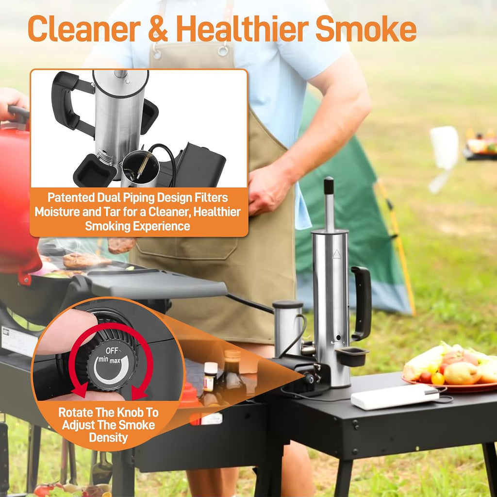2026 Portable Electric Smoke Generator, Adjustable Smoke Control & Fits 99% Pellet Smokers & Grills, Cold/Hot Smoking Modes for Meats, Salmon & Cheeses – Great Gift Idea for Smoke Lovers