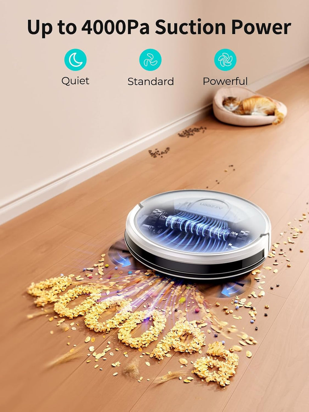 Airzeen Robot Vacuum and Mop with 4000Pa Powerful Suction, 3-in-1 Cleaning, Smart APP & Alexa Control, Self-Charging Robot Vacuum for Pet Hair, Carpets & Hard Floors