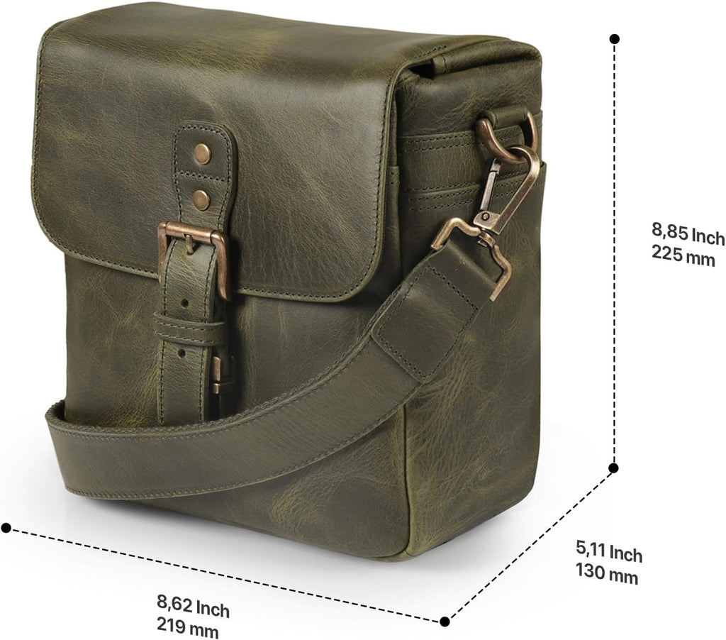 MegaGear Genuine Leather Camera Messenger Bag Mirrorless Portable electronic device cover