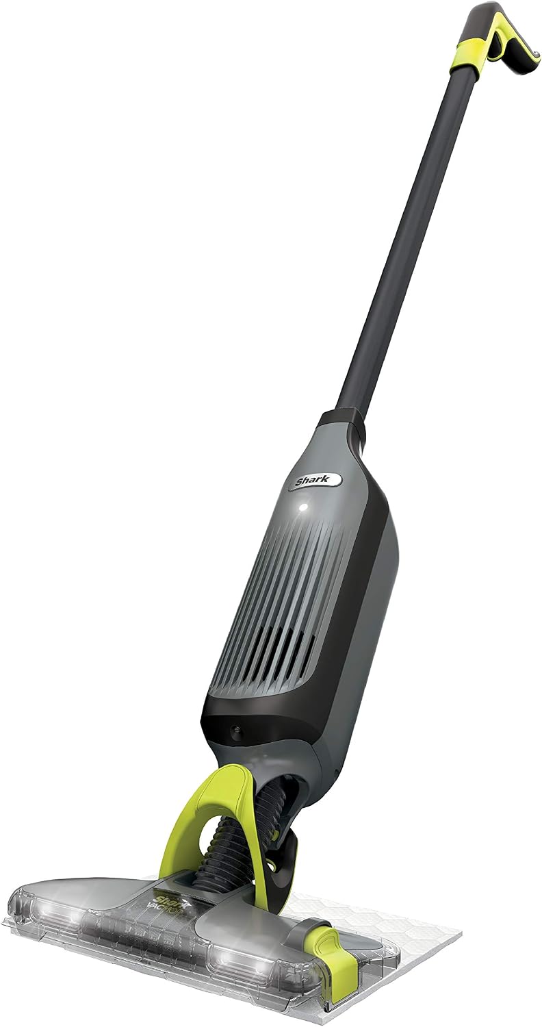 Shark VM252P10 VACMOP Pro Cordless Hard Floor Vacuum Mop with LED Headlights, 12 Disposable Pads & 12 oz. Cleaning Solution, Charcoal Gray