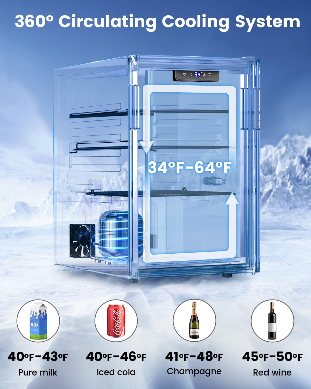 Feelfunn Wine Cooler Refrigerator - 26 Bottle 126 Can Mini Wine Fridge with Glass Door for Beer Soda Water Drink, Small Wine Cellar Beverage Refrigerator for Bedroom Office Home Bar Dorm, 3.2 Cu.Ft