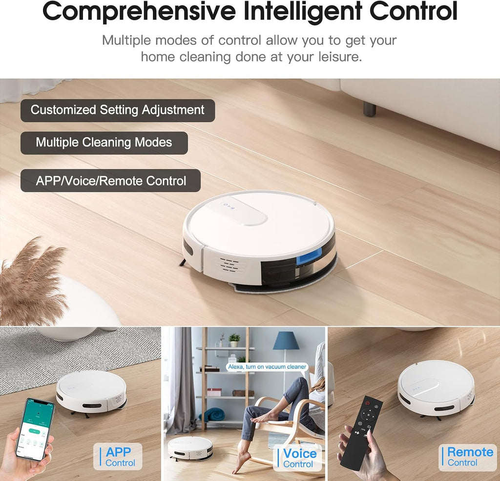 VIPSUN Robot Vacuum and Mop Cleaner with 4500Pa Suction, Advanced 3D Obstacle Avoidance, Next-Generation Smart APP & Voice Control Robotic Vacuum, Automatic Aspirdora for Pet Hair, Home Hard Floor