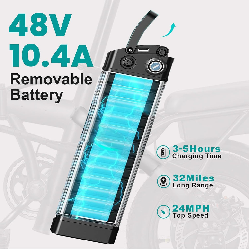 Electric Bike for Adults and Teens, Folding Ebike,Commuter City Foldable E Bike with 560W Motor and 48V 10Ah Battery, 24 MPH Speed Pedals Assist, Dual Disc Brakes,14' Compact Electric Bicycle
