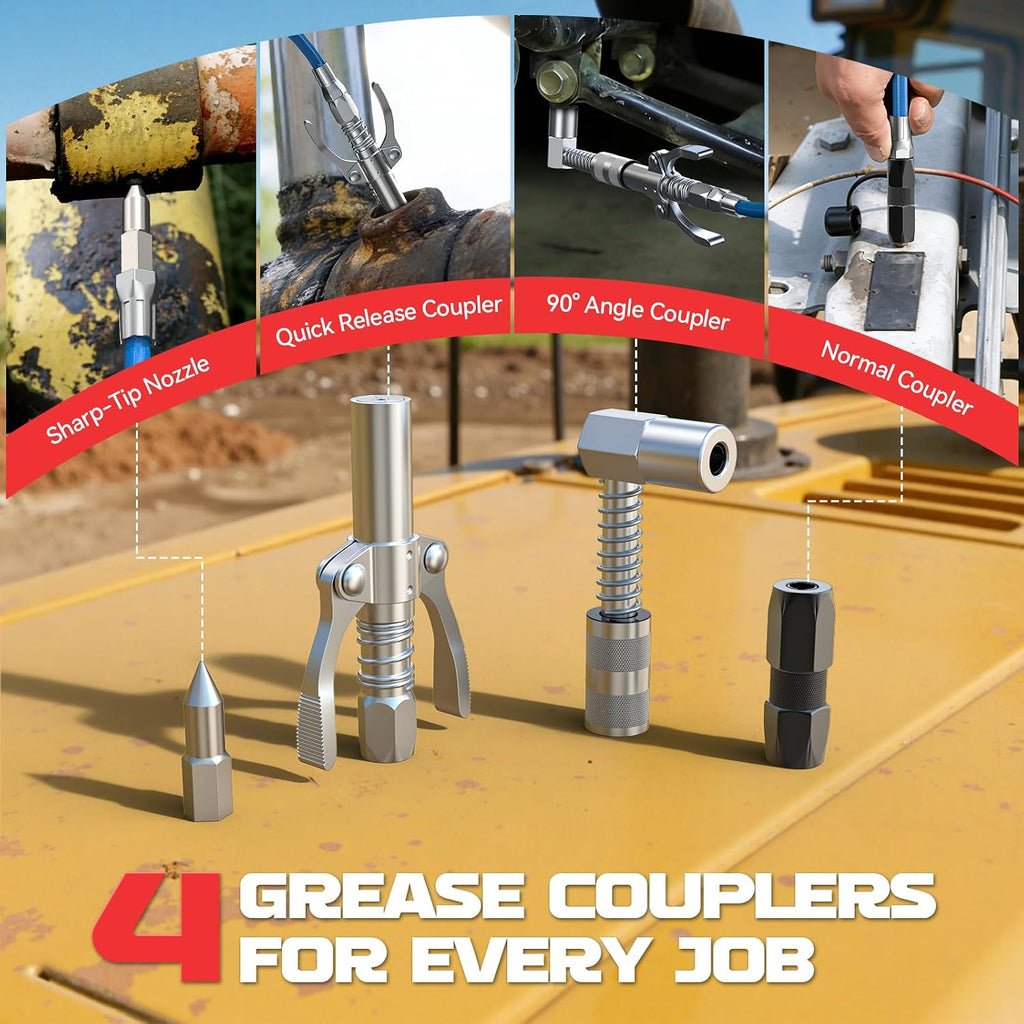 Ecarke Cordless Grease Gun Compatible with Milwaukee 18V Battery (Bare Tool), 3‑Speed Adjustable Flow, 12,000 PSI Max, 39' Hose, Works with Bulk & Cartridge Grease, for Farm/Truck/Construction