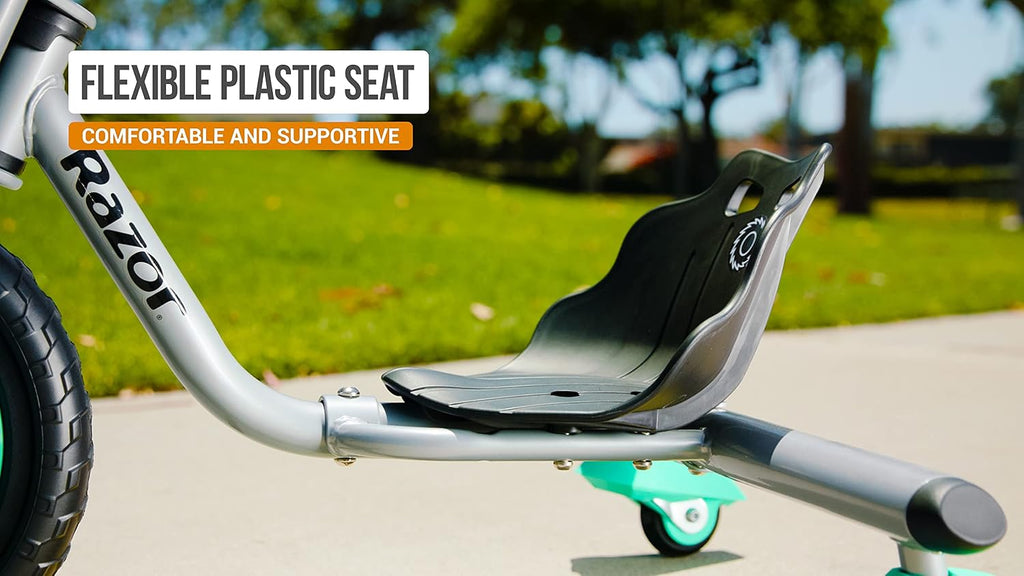 Razor RipRider 360 Mini, 360 Degrees Spinning Caster Trike, Dual Inclined Rear Casters for Easy Spinning and Drifting, Durable Welded Steel Frame and Fork, Adjustable Bucket Seat