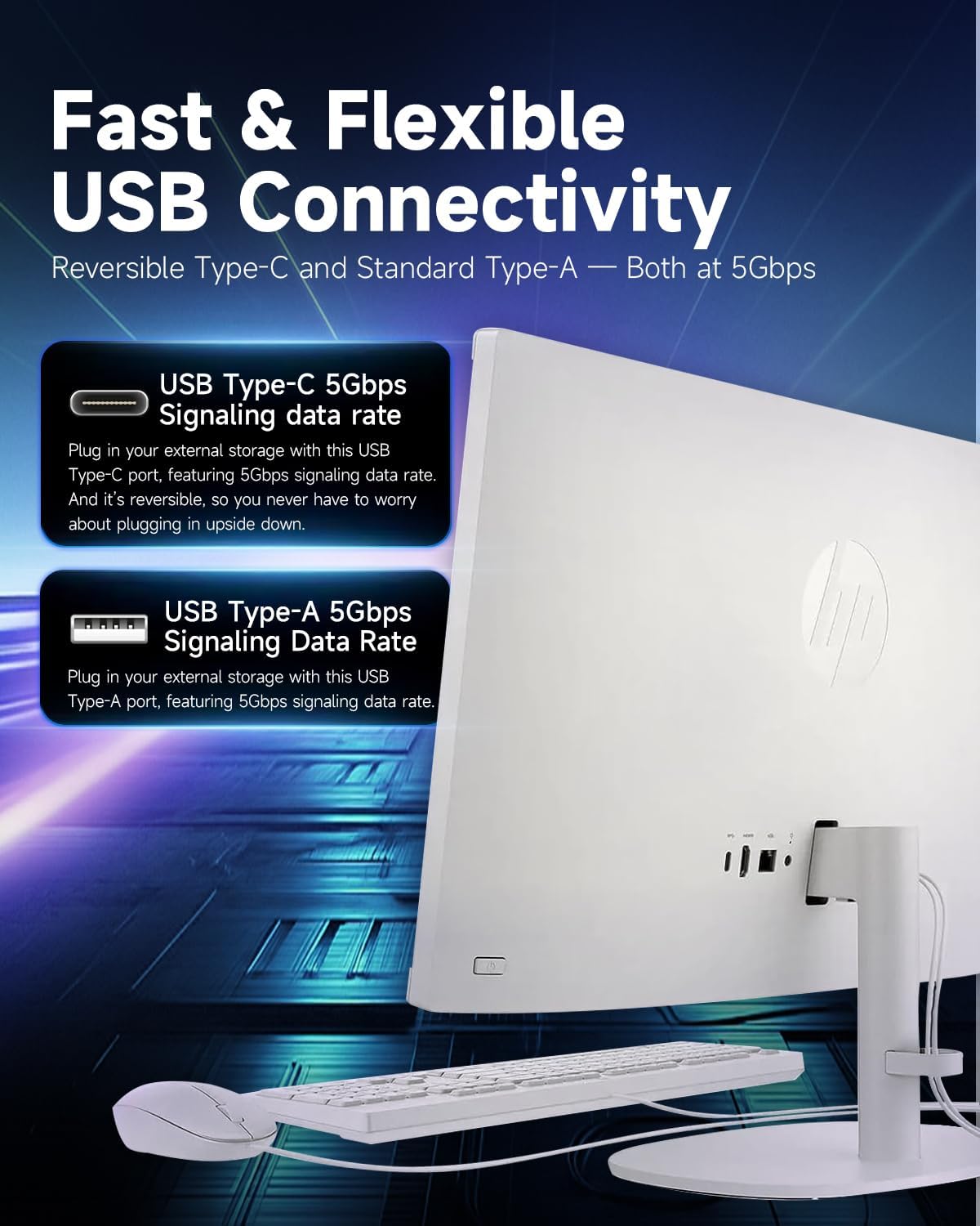 HP 21.5' All-in-One Desktop Computer - FHD Anti-Glare Display, Intel Celeron J4025 Processor, Windows 11 Pro, Wi-Fi 6 (32GB RAM, 1TB SSD)