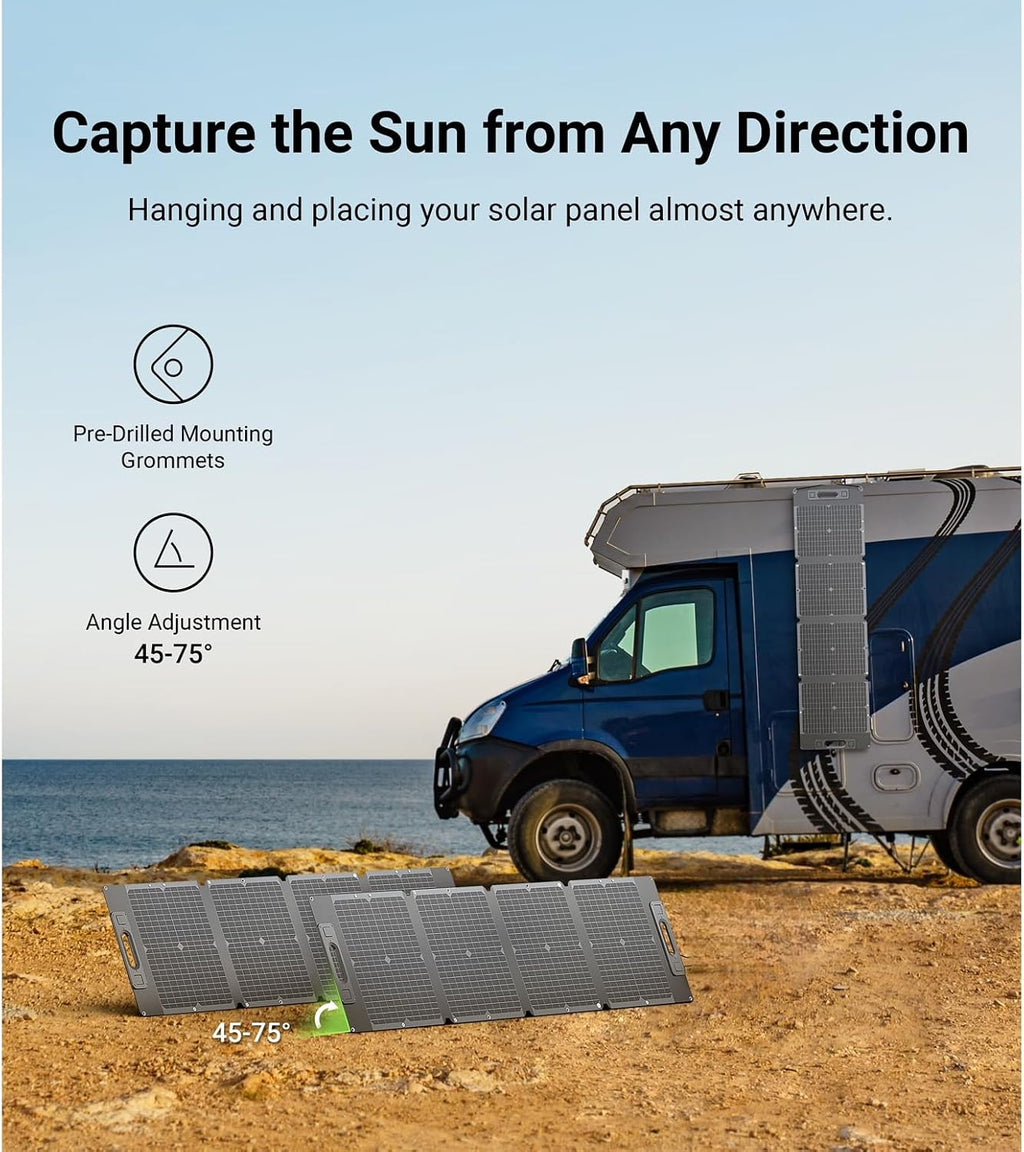 105W Ultra Lightweight Portable Solar Panel,100% Power Station Compatible, New Carbon Fiber Material, A-grade Premium High-Efficiency Monocrystalline PV Module, Ideal for Outdoor Camping,RV