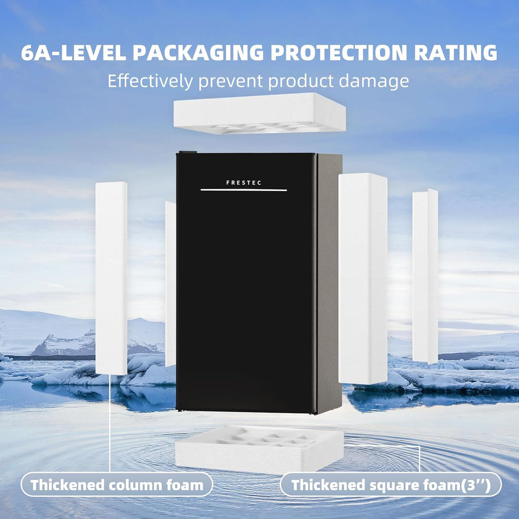 3.2 Cu. Ft. Single Door Mini Fridge with Freezer, Adjustable Thermostat, Energy Saving Low Noise Small Refrigerator for Bedroom Office Dorm, Black
