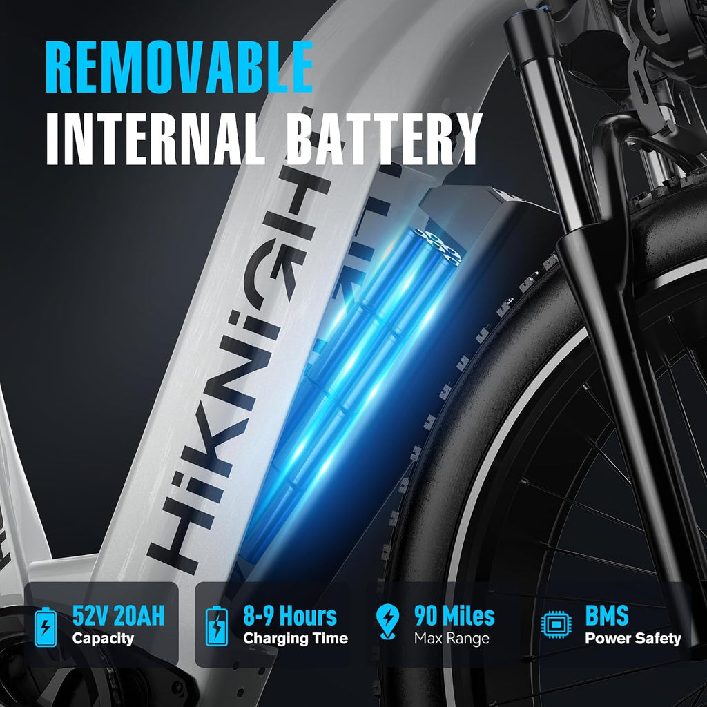 Dual Motor Electric Bike for Adults, 3000W Peak 52V 20AH Battery E Bike 26' x 4.0' Fat Tire Electric Mountain Bike Step-Thru Electric Bicycle for Women/Men, Up to 38MPH, Dual Hydraulic Brake