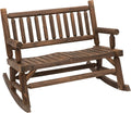Outsunny 2-Person Wood Rocking Chair with Log Design, Heavy Duty Loveseat with Wide Curved Seats for Patio, Backyard, Garden, Walnut