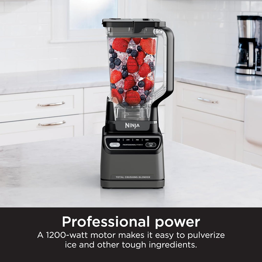 Ninja Professional Blender 2.0 | Smoothie Maker, Drink Mixer, Grinder, Ice Crusher | Total Crushing Technology, Auto-iQ Program, 1200W Power, XL 72-oz. Pitcher | Dark Grey | BR201AMZ