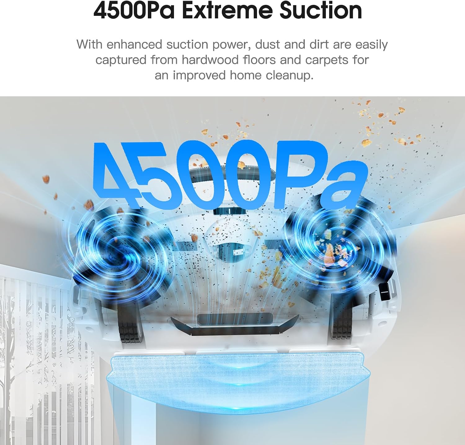VIPSUN Robot Vacuum and Mop Cleaner with 4500Pa Suction, Advanced 3D Obstacle Avoidance, Next-Generation Smart APP & Voice Control Robotic Vacuum, Automatic Aspirdora for Pet Hair, Home Hard Floor