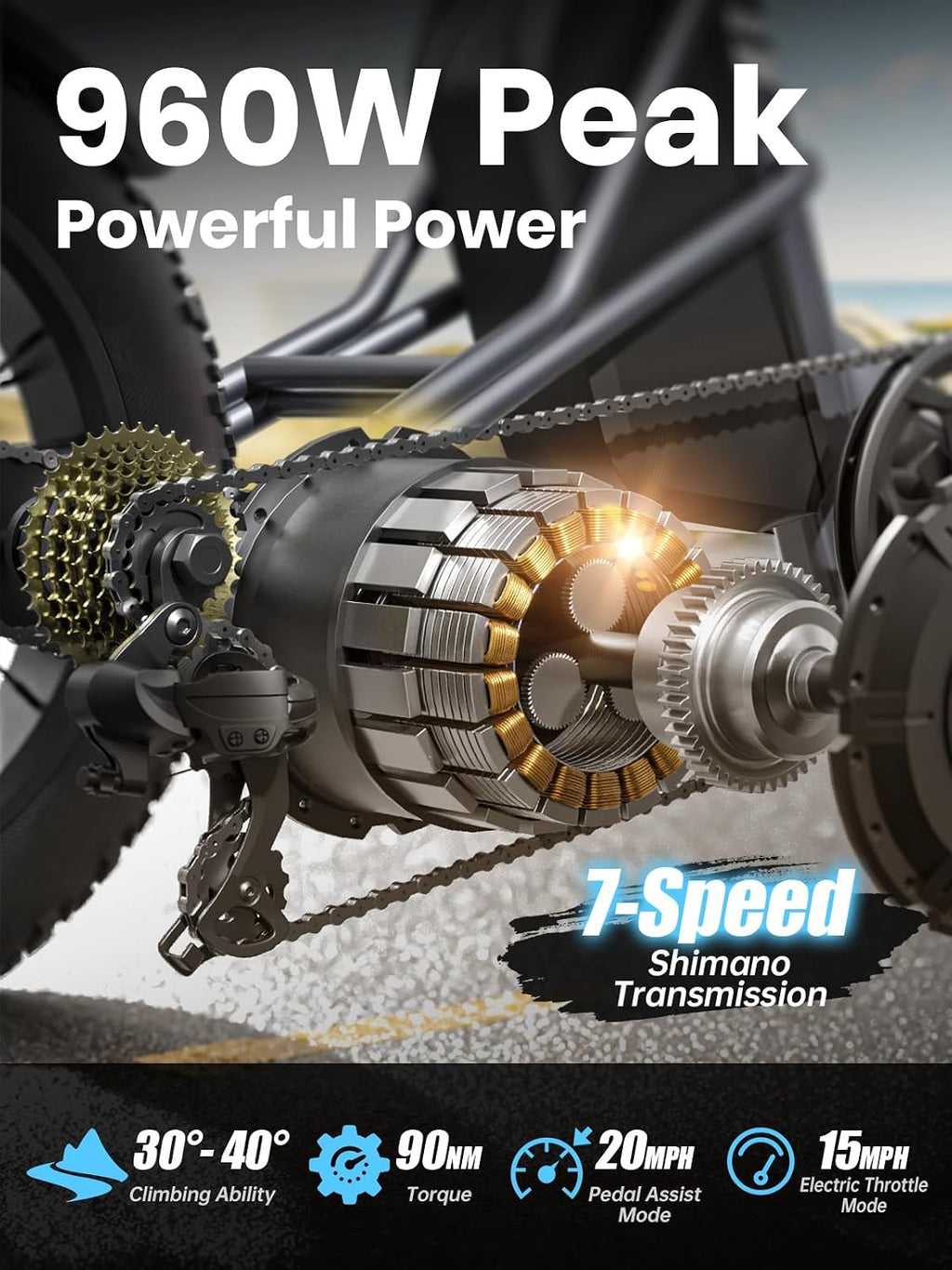 PUCKIPUPPY Electric Tricycle for Adult with 960W Peak Motor, 60 Miles Range Pickup Class Trike, 500 Lbs Load Electric Trike with Rear Differential and 20' Fat Tires, 48V 17.4AH Cell Battery, Husky