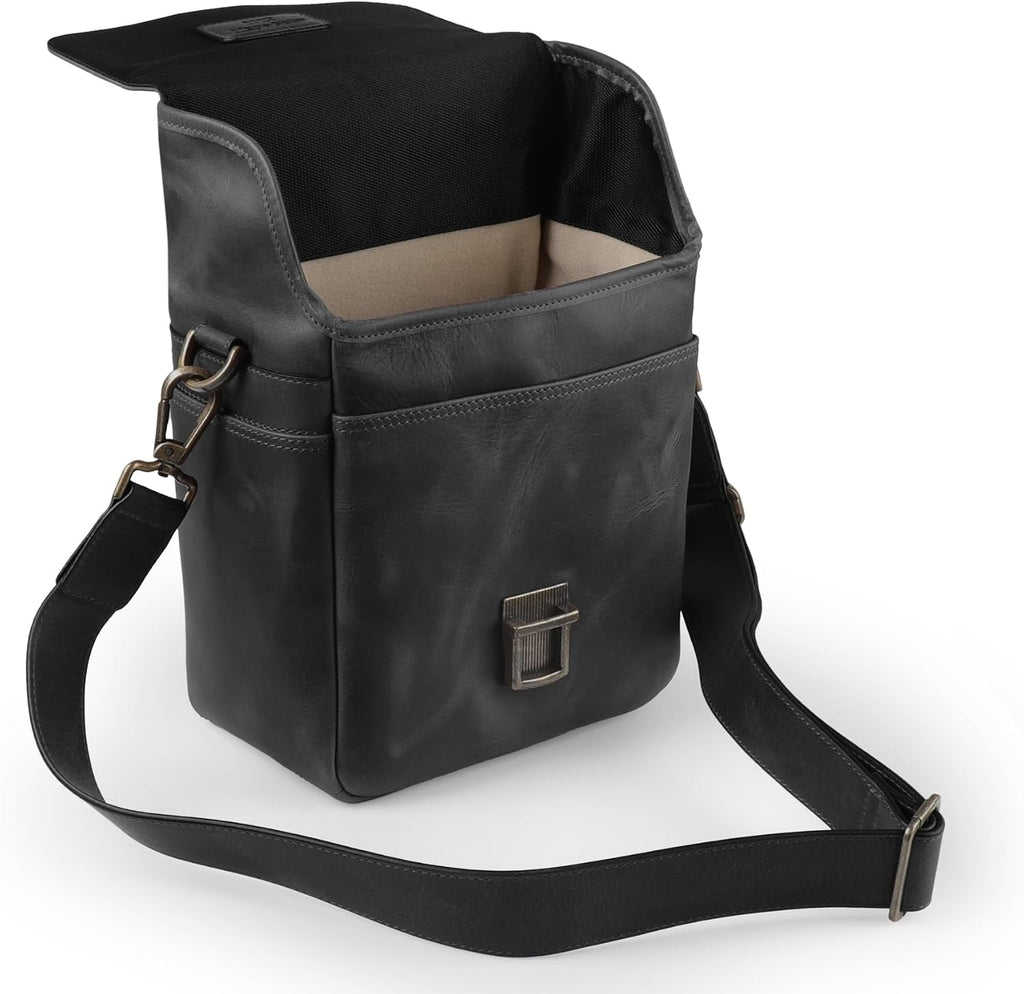 MegaGear Genuine Leather Camera Messenger Bag Mirrorless Portable electronic device cover