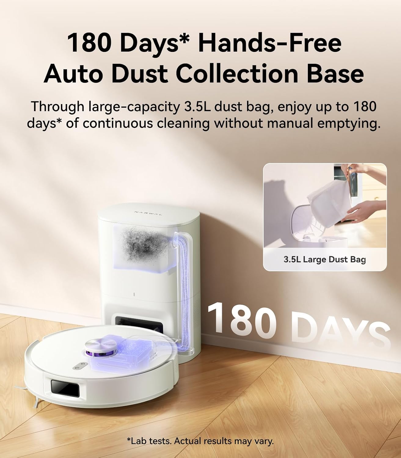 NARWAL Freo S Robot Vacuum and Mop Combo, 8000Pa Suction, 180 Days Hands Free, Self-Emptying Base, LDS Navigation, Obstacle Avoidance, Robot Vacuum Cleaner for Pet Hair & Hard Floors
