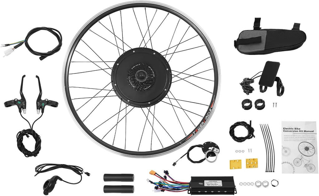 Electric Bike Conversion Kit, 48V 1000W 700C 28'/ 29' Front/Rear Wheel Electric Bicycle Hub Kit Dual Mode Controller w/LCD Display & PAS, 5-Speed Adjustment E-Bike Conversion Kit