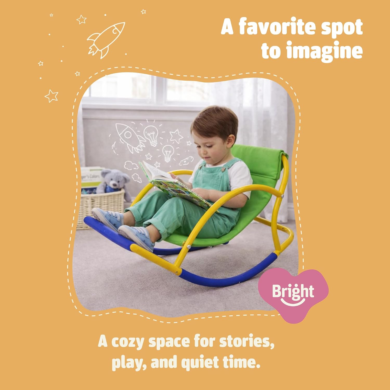 Bright Autism Rocking Chair for Kids (3-8 Years) - Sensory Rocker for ADHD and Special Needs. Great Therapy Tool for Calming Senses. for Sensory Room, Daycare and Playground. Indoor and Outdoor Play