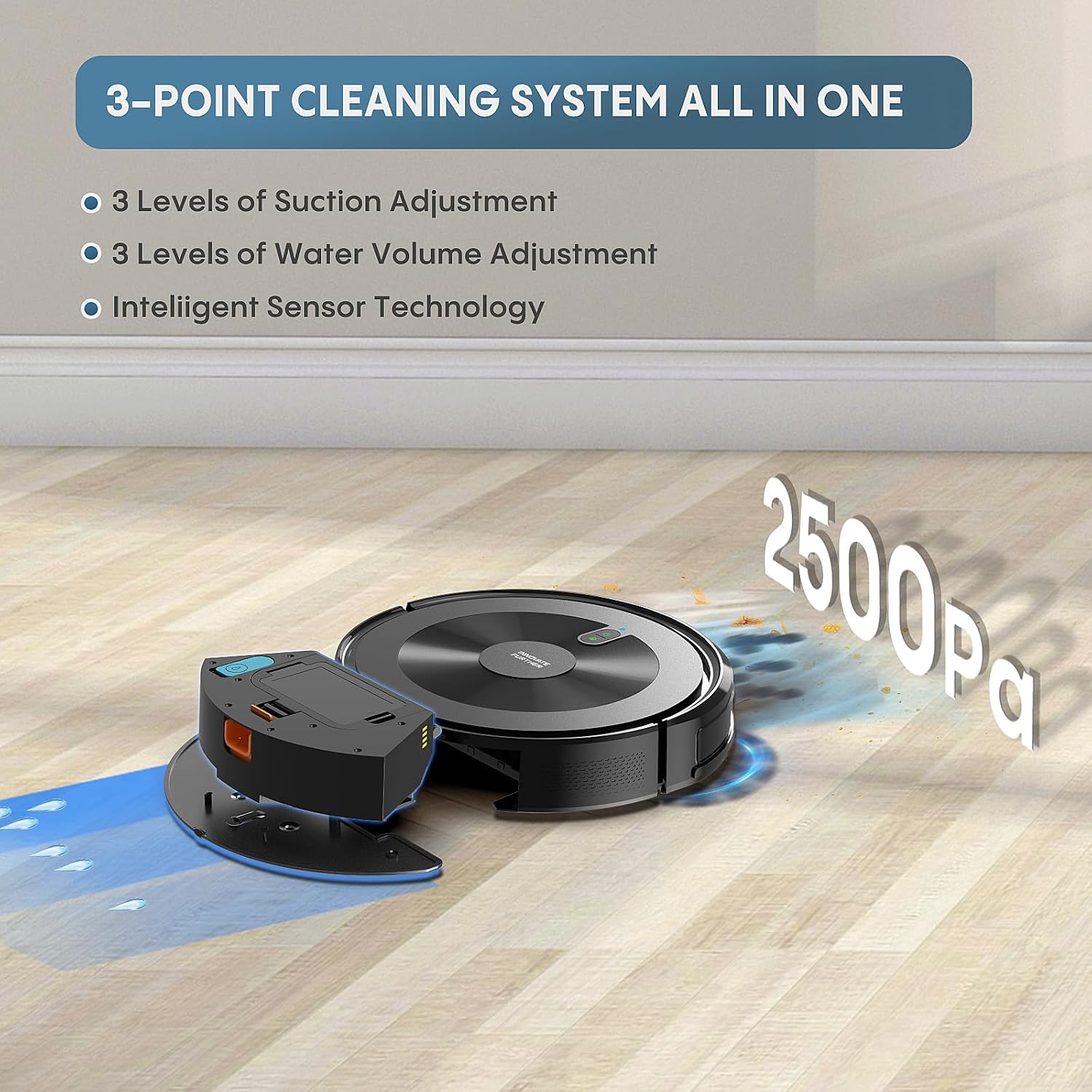 Robot Vacuum and Mop Combo: 2-in-1 Robot Vacuum Cleaner 2500Pa Strong Suction & Tangle-Free & Alexa/APP Control & Self-Charging, Schedule Cleaning Robotic Vacuum for Pet Hair, Hard Floor, Carpet