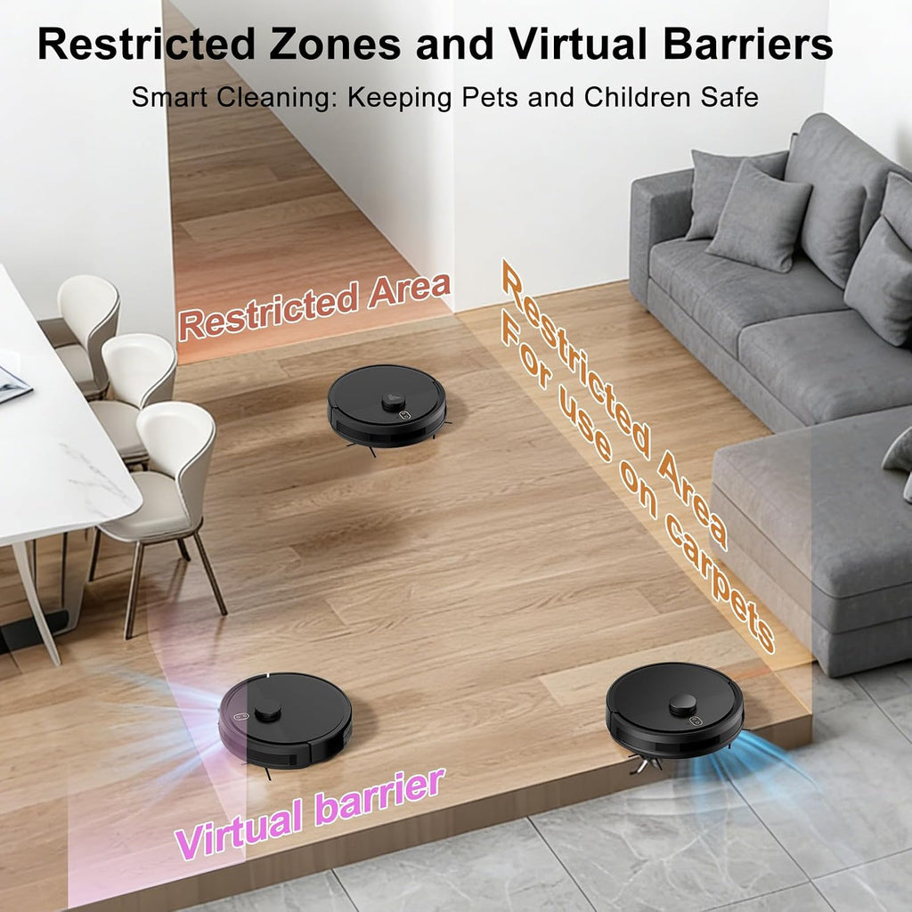 Robot Vacuum and Mop Combo, Robotic Vacuums with LiDAR Navigation, Smart Mapping, Strong Suction, with WiFi/App/Alexa/Voice Control, Obstacle Avoidance, for Home, Wood/Hard Floors, Pet Hair