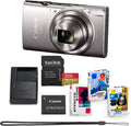 Canon PowerShot ELPH 360 HS A Digital Camera Bundle (Silver) + Sandisk 128GB Extreme Micro SD Card & Photo/Video Editing Software Package (8 Items)
