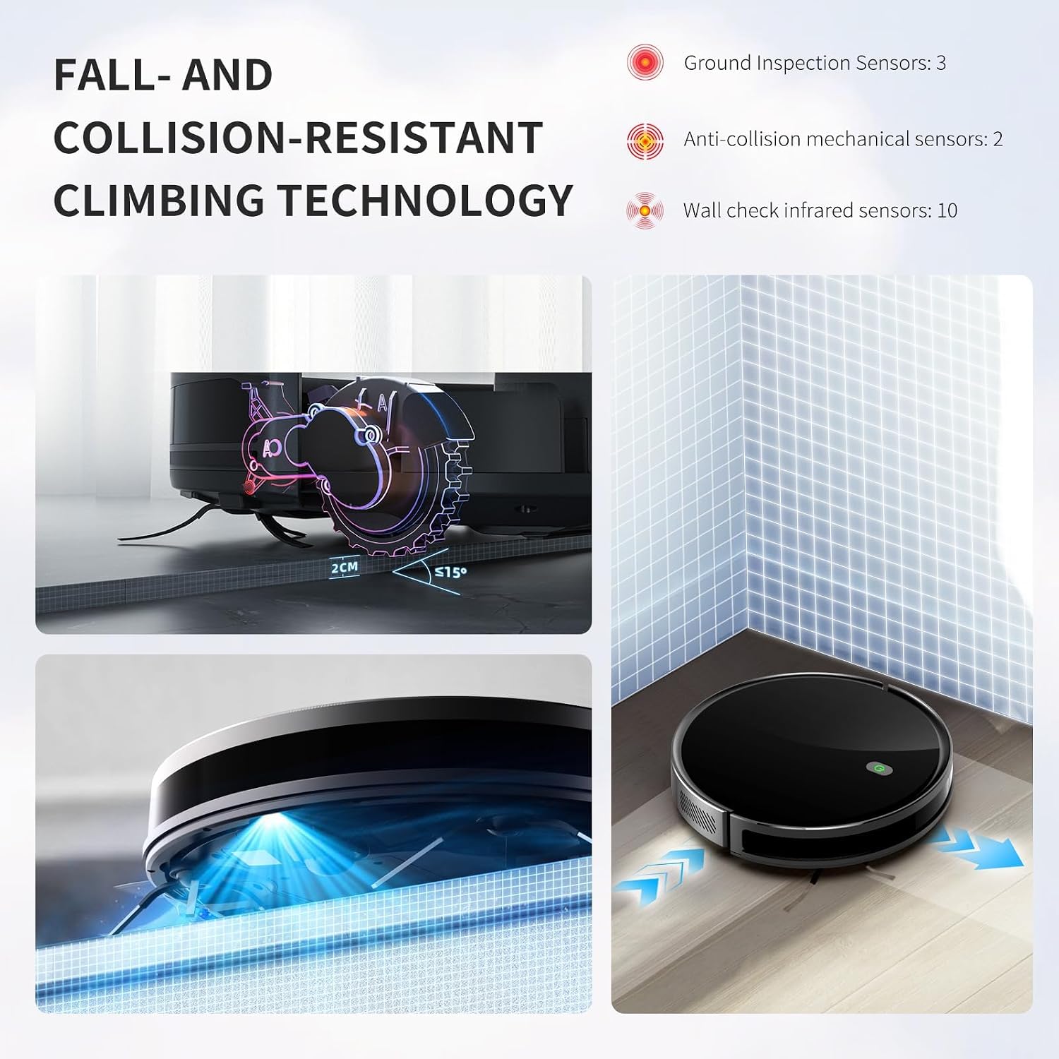 Robot Vacuum and Mop Combo, 5000 Pa Robotic Vacuum Cleaner, 120 Min Max, Super Thin, Quiet, App & Remote Control, Ideal for Hard Floor, Hair, Pet Fur, Self-Charge(G100)