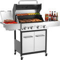 Veralune 55,000 BTU 4+1 Burner Gas Grill with Infrared Side Burner, Porcelain Cast Iron Grates & Stainless Steel Build for Fast Heating, Easy Cleaning, Ideal for Outdoor Kitchens, Patios & Backyards