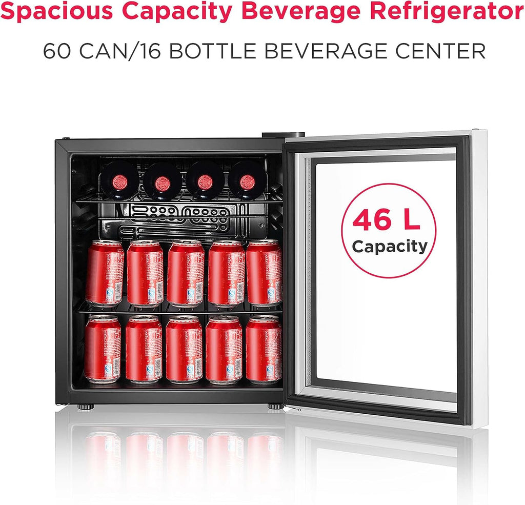 Frigidaire 70 Can Beverage Cooler, 1.6 cu ft, Glass Door, Black Sides