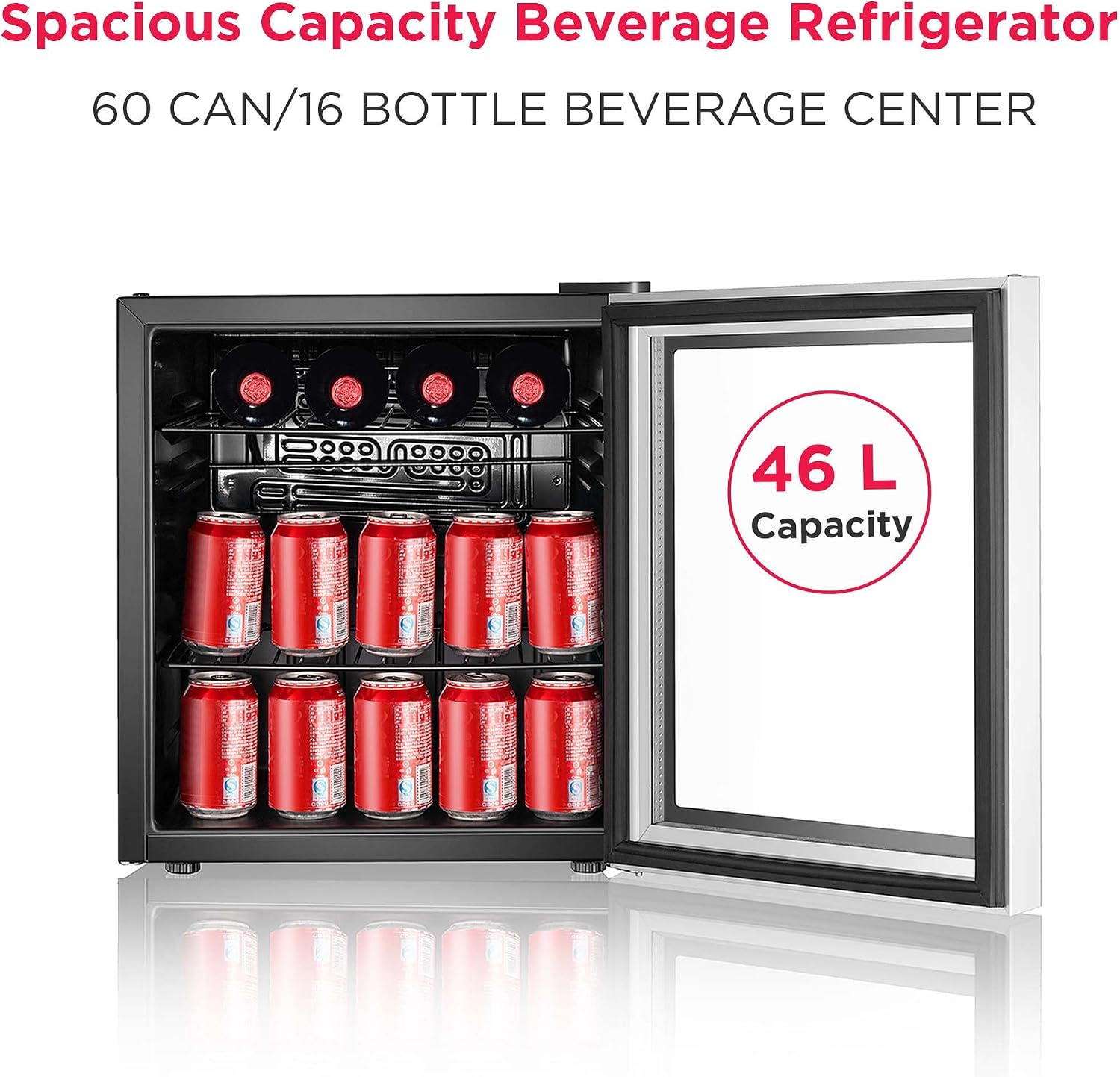 Frigidaire 70 Can Beverage Cooler, 1.6 cu ft, Glass Door, Black Sides