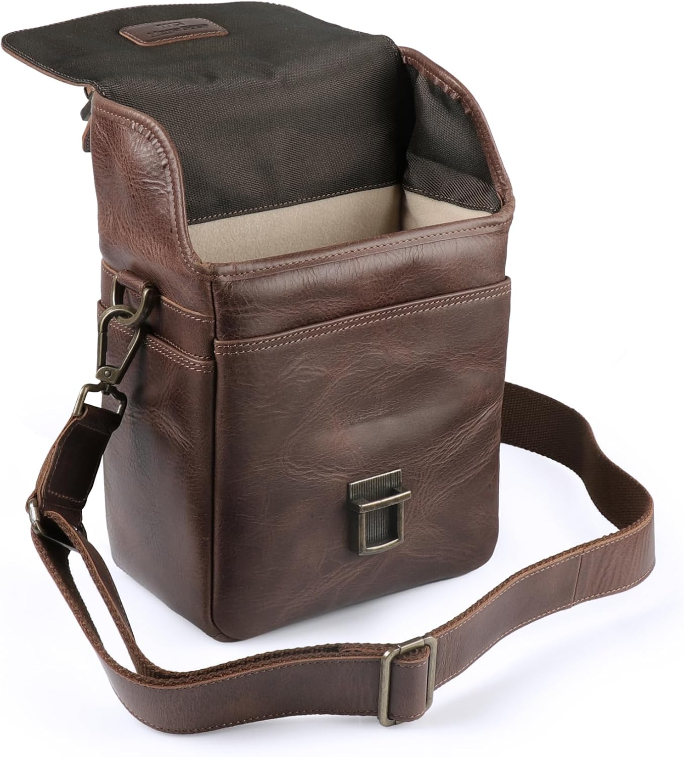 MegaGear Genuine Leather Camera Messenger Bag Mirrorless Portable electronic device cover