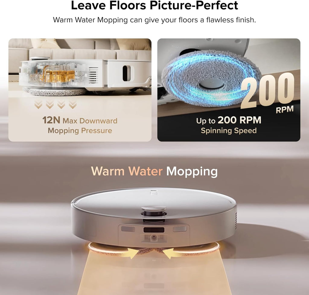 roborock Qrevo CurvX Robot Vacuum and Mop, 22,000Pa Suction, 3.14'' Ultra Slim, Zero-Tangling Design, Reactive AI Obstacle Recognition, AdaptiLift Chassis, Auto Hot Water Mop Washing & Drying
