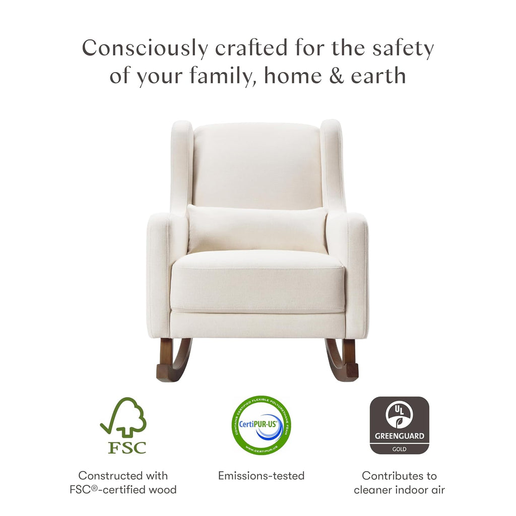 Babyletto Kai Rocker in Performance Natural Eco-Twill, Water Repellent & Stain Resistant, Greenguard Gold and CertiPUR-US Certified